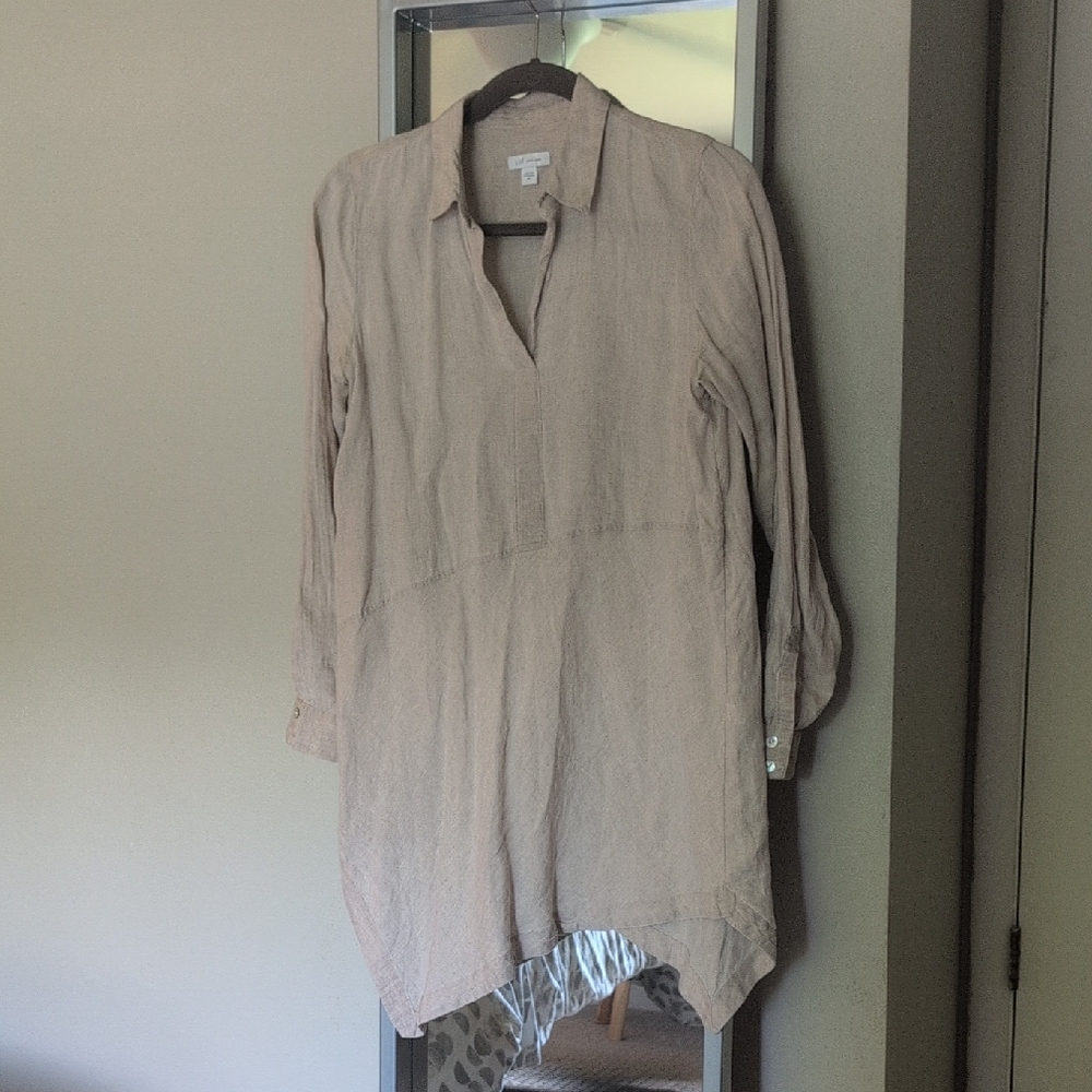 Women's Tan Linen Tunic Top